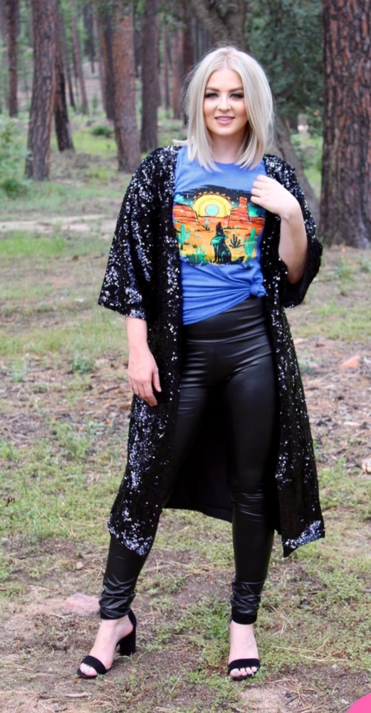 Black sequin duster